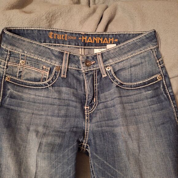 Cruel Denim Hannah Womens Flare Embroidered Blue Jeans Size 28 - Picture 5 of 14